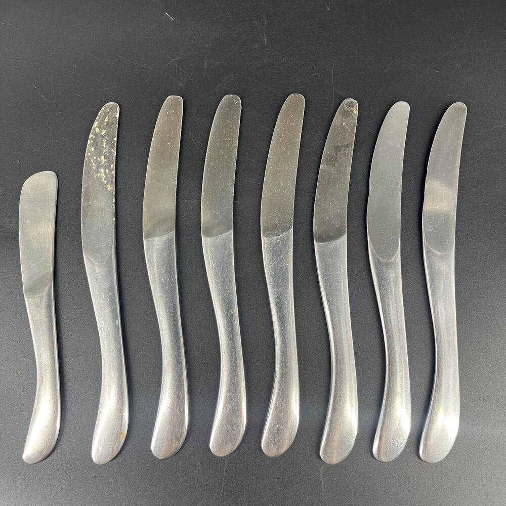 Lauffer Stainless Flatware Design One ~1~ Butter & Dinner Knife’s Modern Solid